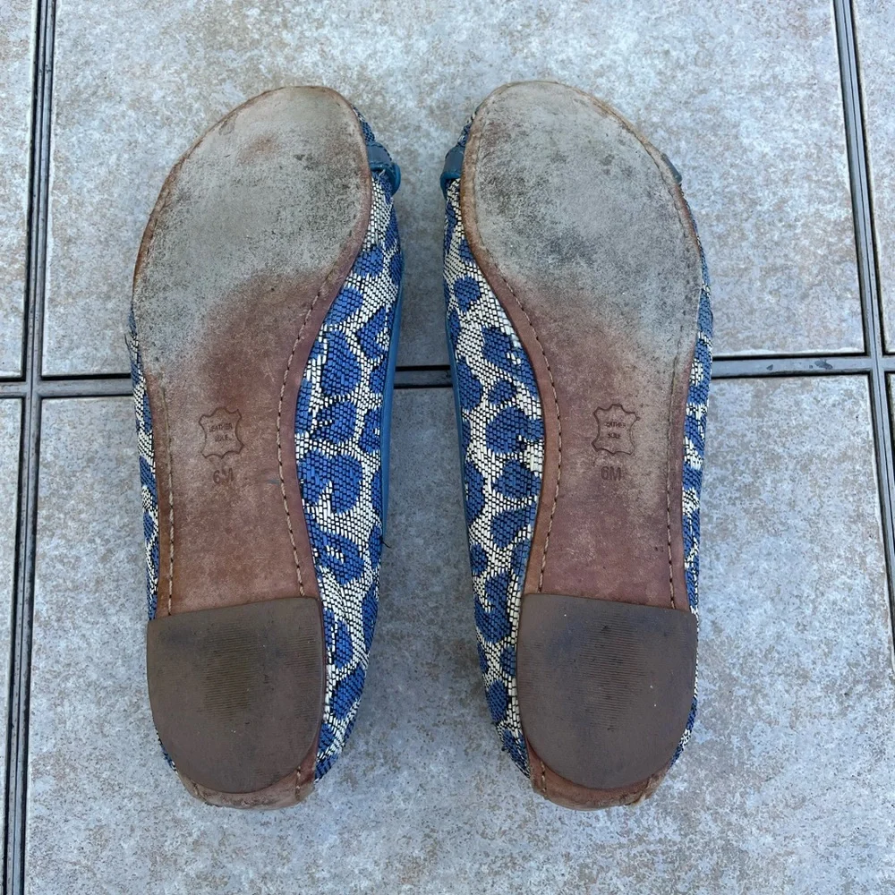 Tory Burch Aden Ballet- Leopard Gold Logo